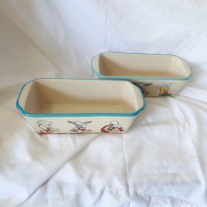 1995 WB Looney Tunes Ceramic 9.5” Loaf Pan Set